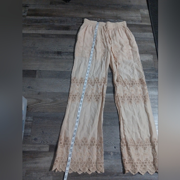 100% Viscoce, Love Sam Cream Pants with Lace Detail - Picture 7 of 7